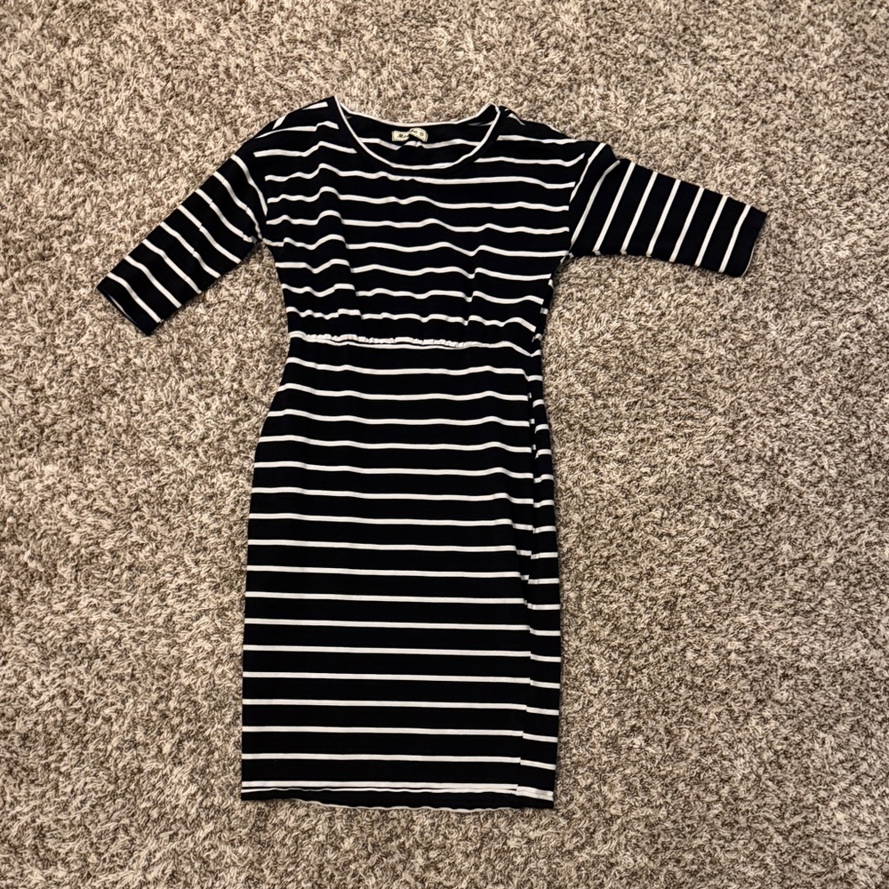 Classic Black and White Striped Dress